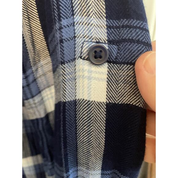 Flannel Shirt Womens Dress Large‎ Blue Plaid Country Cowgirl Casual Cabincore - Picture 5 of 10